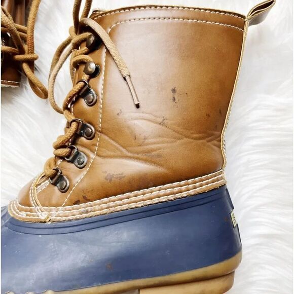 Easy Spirit Faux Fur Lined Winter Duck Boots Brown & Blue Size 7.5 - Picture 6 of 10